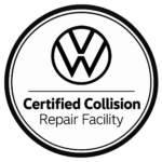 Volkswagen certified collision repair facility badge for professional auto body repair
